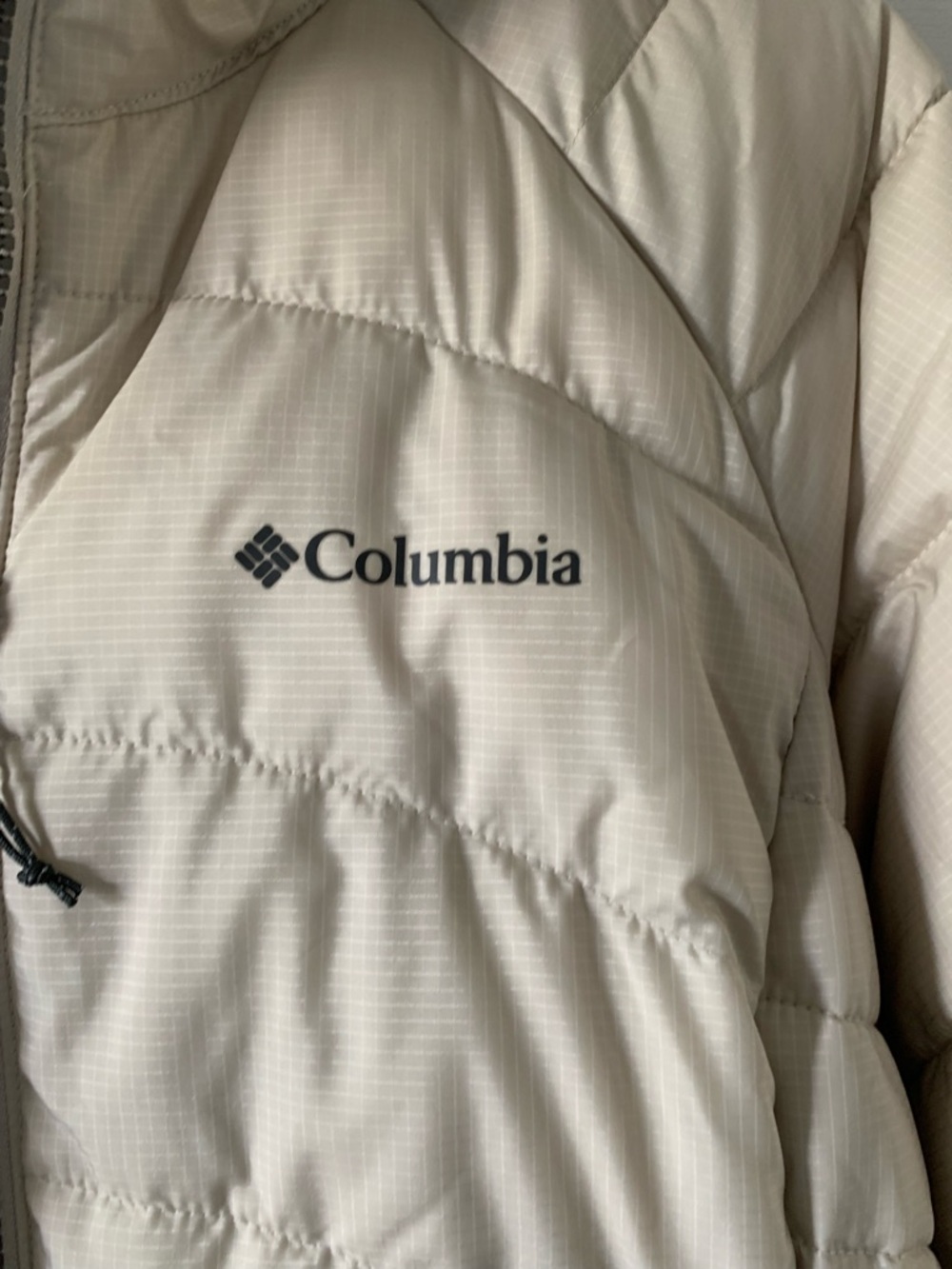 Columbia Women's Light Cream Long Puffer Hooded Coat  Jacket Size Large - Picture 4 of 8